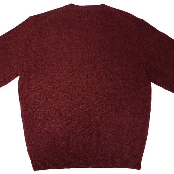 Club Room 100% Lambs Wool V-Neck Sweater Mens Large Maroon Lightweight Preppy - Picture 7 of 7